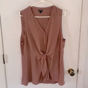 Torrid Size 1 mauve sleeveless blouse with belted tie front